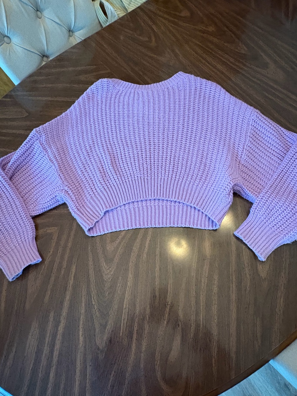 SHEIN Lavender Cropped Ribbed Knit Sweater